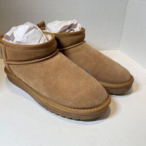 Womens Ankle Boot Slippers Size 9 With Faux Fur Lining & Rubber Soles